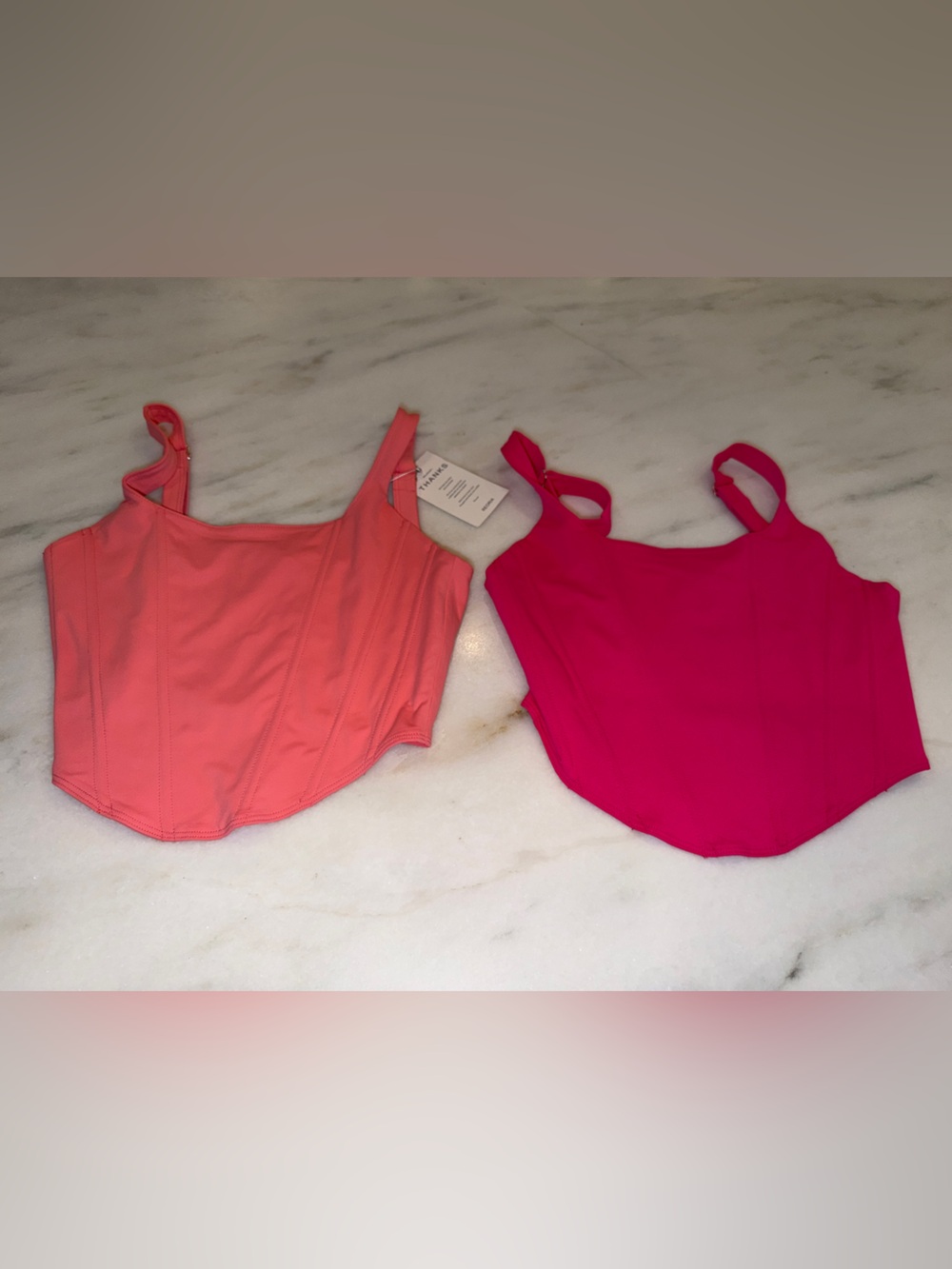 Pink corset top x2 hot pink coral sz small guc and nwt